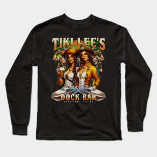 Tiki lee's Dock Bar Sparrows Point Bar Pirate Girls Long Sleeve T-Shirt